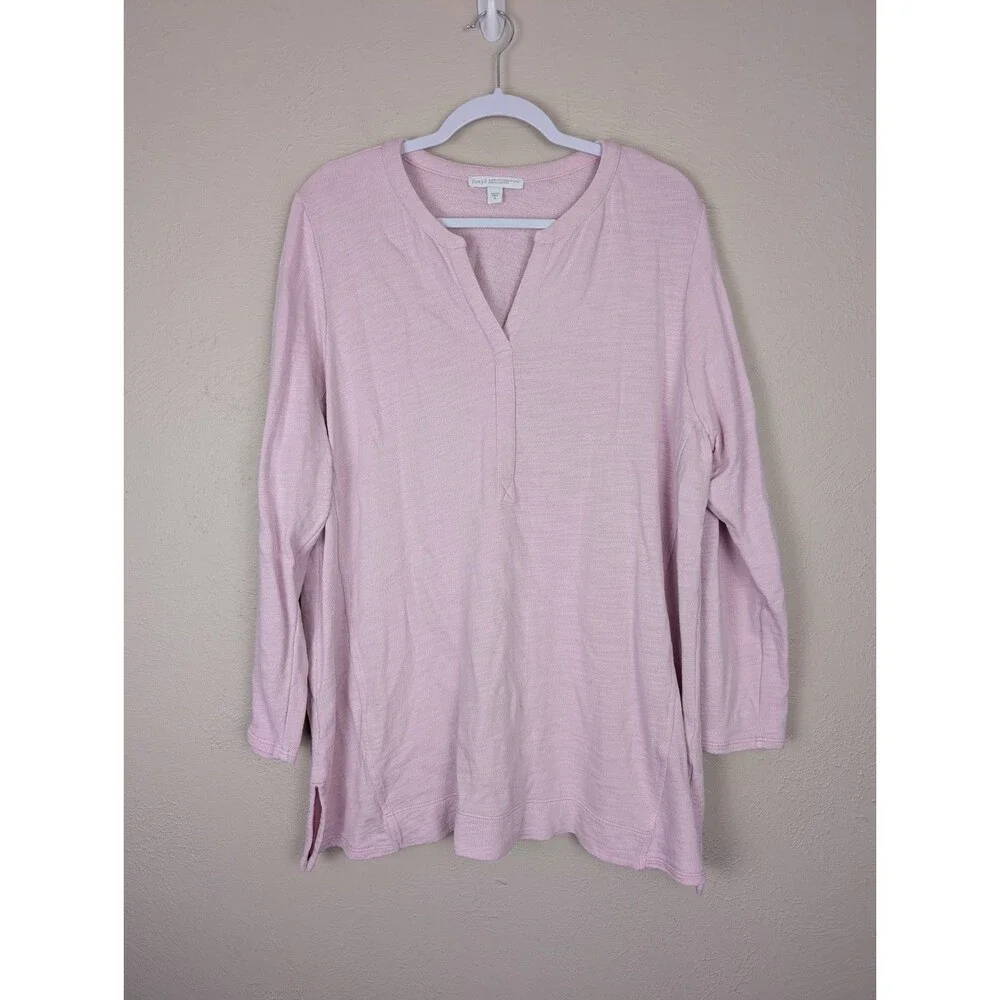Pure J. Jill Women's XL Pink Organic Cotton Long Sleeve Tunic Coastal Comfort